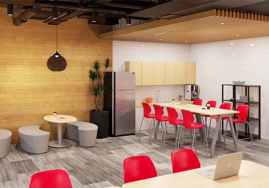 The comfortable lounge area for students