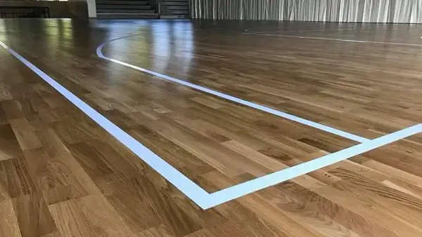 Floor detail showing sprung wood for safety